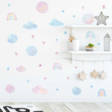 Watercolour Heart Clouds Wall Stickers for Baby Girls Room | Wall Decor Removable PVC Wall Decals Home Decor