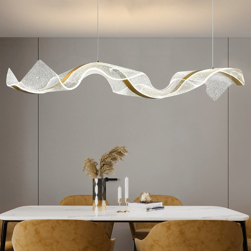 Wave LED Hanging Light for Dining and Kitchen Island-ChandeliersDecor