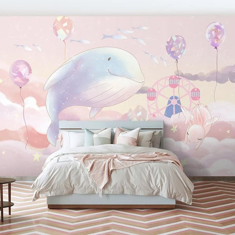 Whale Wonders: Girls Room Wallpaper-ChandeliersDecor.com