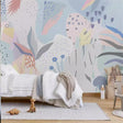 Whimsical Pastel Flowers Nursery Wallpaper-ChandeliersDecor