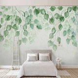 Whispering Foliage: Green Leaves Wallpaper-ChandeliersDecor.com