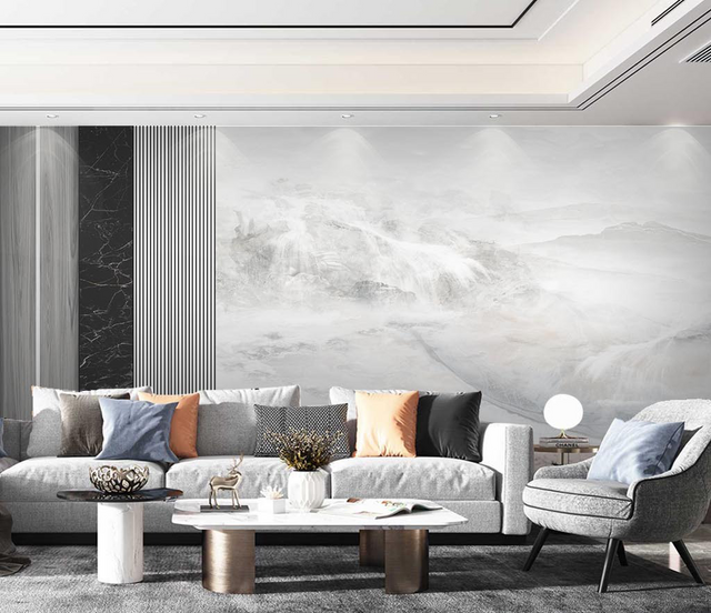 White Fog Stone - Marble Wallpaper Murals-ChandeliersDecor