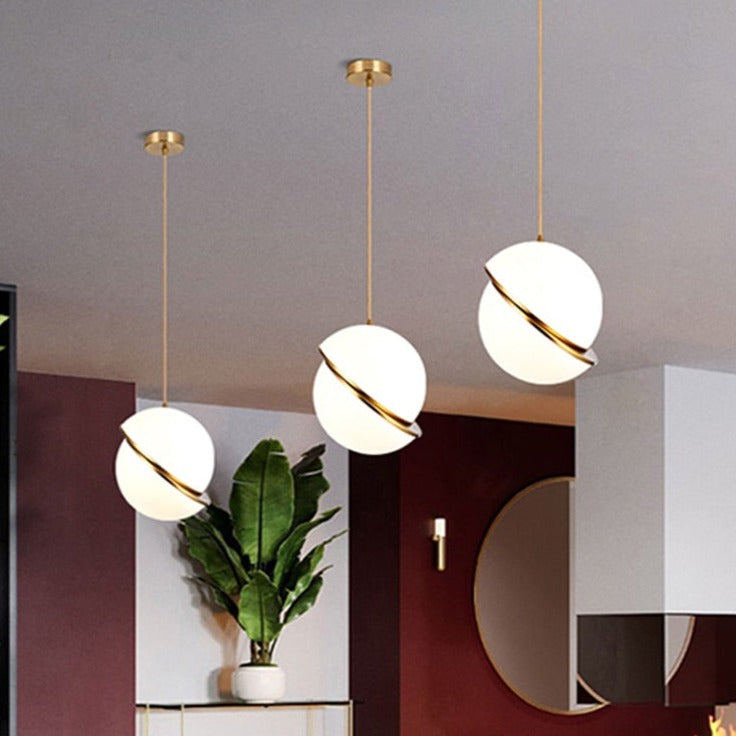 White Glass Ball Bubble LED Pendant Lights - Modern Style