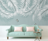 White Leaves Wallpaper Murals: Nature-inspired Wall Decor-ChandeliersDecor.com