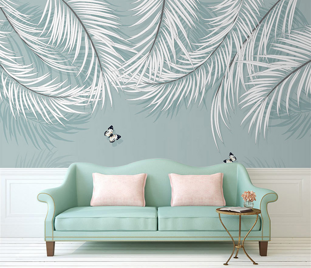 White Leaves Wallpaper Murals: Nature-inspired Wall Decor-ChandeliersDecor