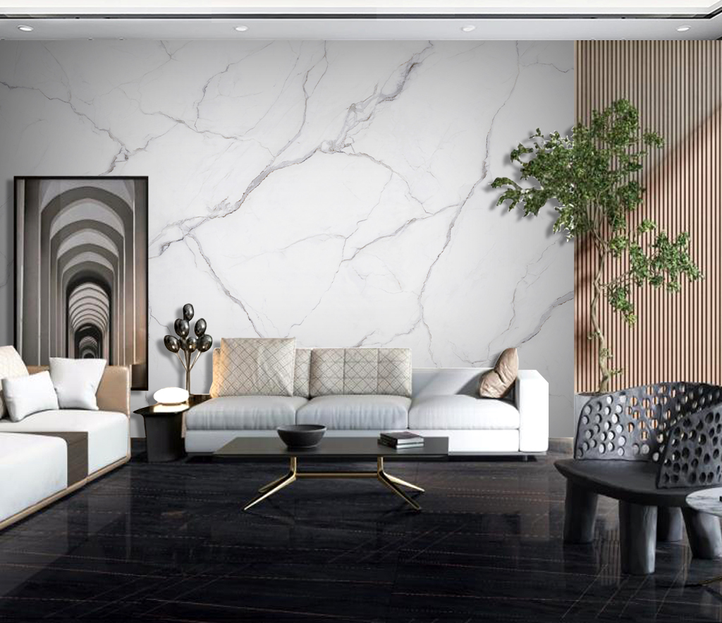 White Liner Stone - Marble Wallpaper Murals-ChandeliersDecor