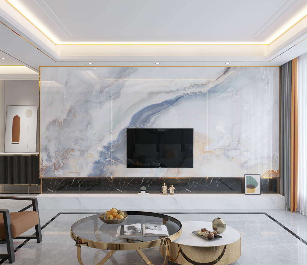 White Sea Stone Design - Marble Wallpaper Murals-ChandeliersDecor