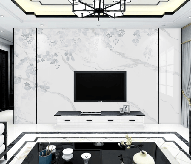 White Shade Stone Design - Marble Wallpaper Murals-ChandeliersDecor.com