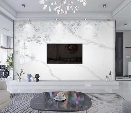 White Shade Stone Design - Marble Wallpaper Murals-ChandeliersDecor