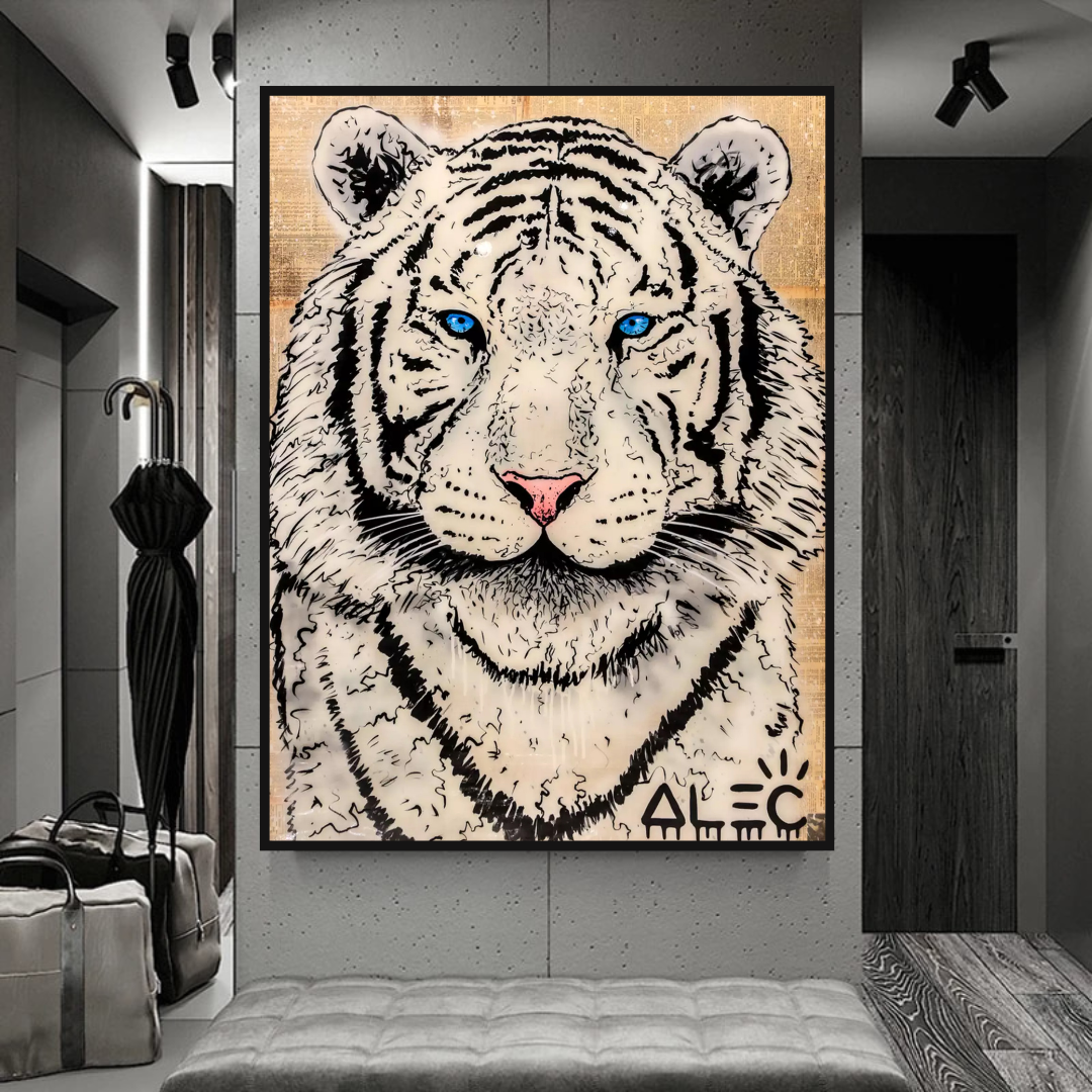 White Tiger Poster: Stunning Art of Majestic White Tigers-ChandeliersDecor