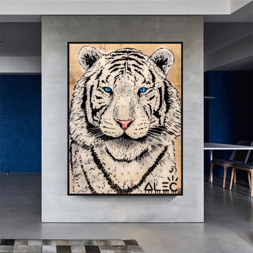 White Tiger Poster: Stunning Art of Majestic White Tigers-ChandeliersDecor