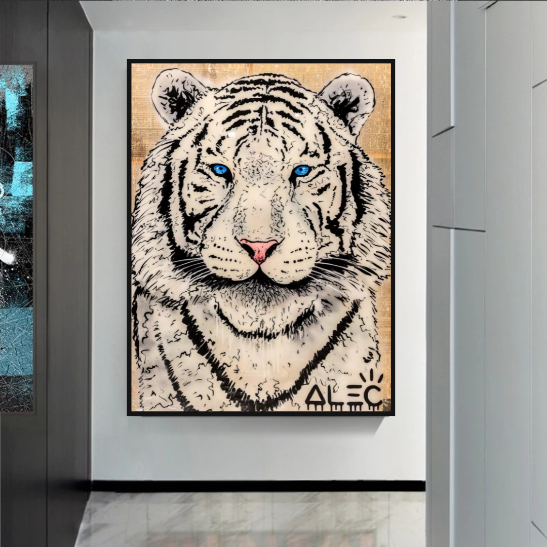 White Tiger Poster: Stunning Art of Majestic White Tigers-ChandeliersDecor