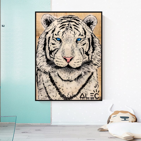 White Tiger Poster: Stunning Art of Majestic White Tigers-ChandeliersDecor