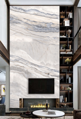 White Waves Stone - Marble Wallpaper Murals-ChandeliersDecor