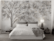 Widespread Tree Grey Theme Wallpaper Murals-ChandeliersDecor.com