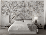 Widespread Tree Grey Theme Wallpaper Murals-ChandeliersDecor.com