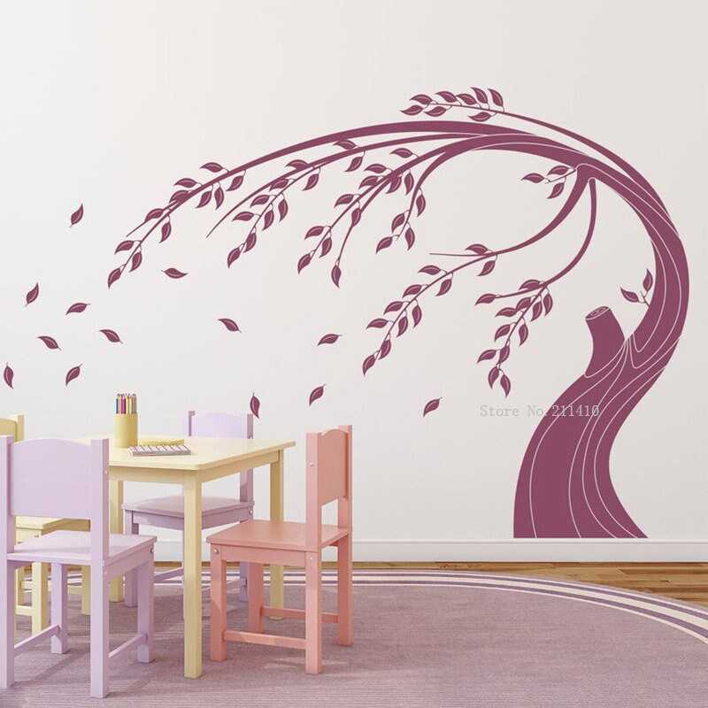 Wind Blown Tree Vinyl Wall Decal | Home Decoration Warm Style Living Room Office Store Sticker