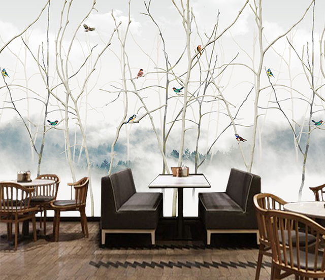 Winter Tree Trunks Wallpaper Mural - Impressive Décor Choice-ChandeliersDecor