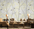 Winter Trees and Birds - Trees Wallpaper Mural-ChandeliersDecor.com