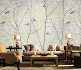 Winter Trees and Birds - Trees Wallpaper Mural-ChandeliersDecor