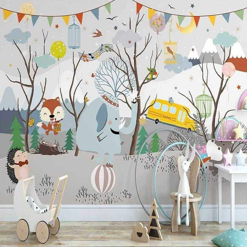 Winter Wonderland Wallpaper: Animal Party Atmosphere-ChandeliersDecor.com
