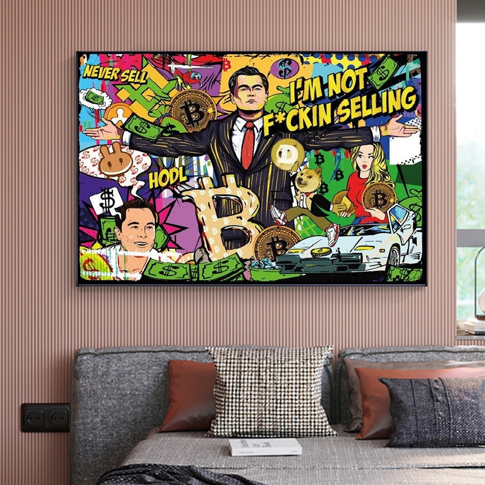 Wolf of Wall Street Canvas Art - Bitcoin Millionaire-ChandeliersDecor