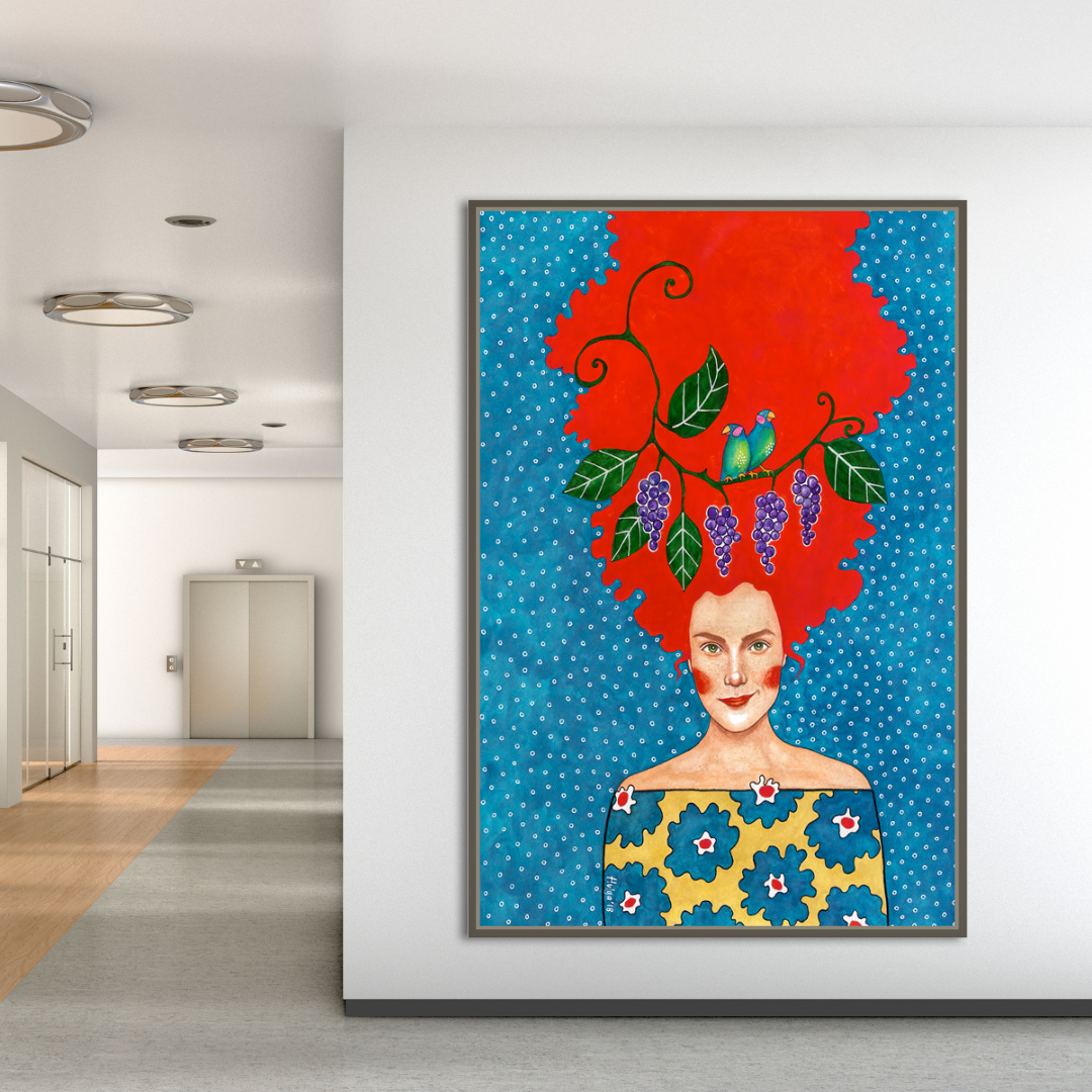 Women Empowerment - Girl Hair Flower Canvas Wall Art-ChandeliersDecor