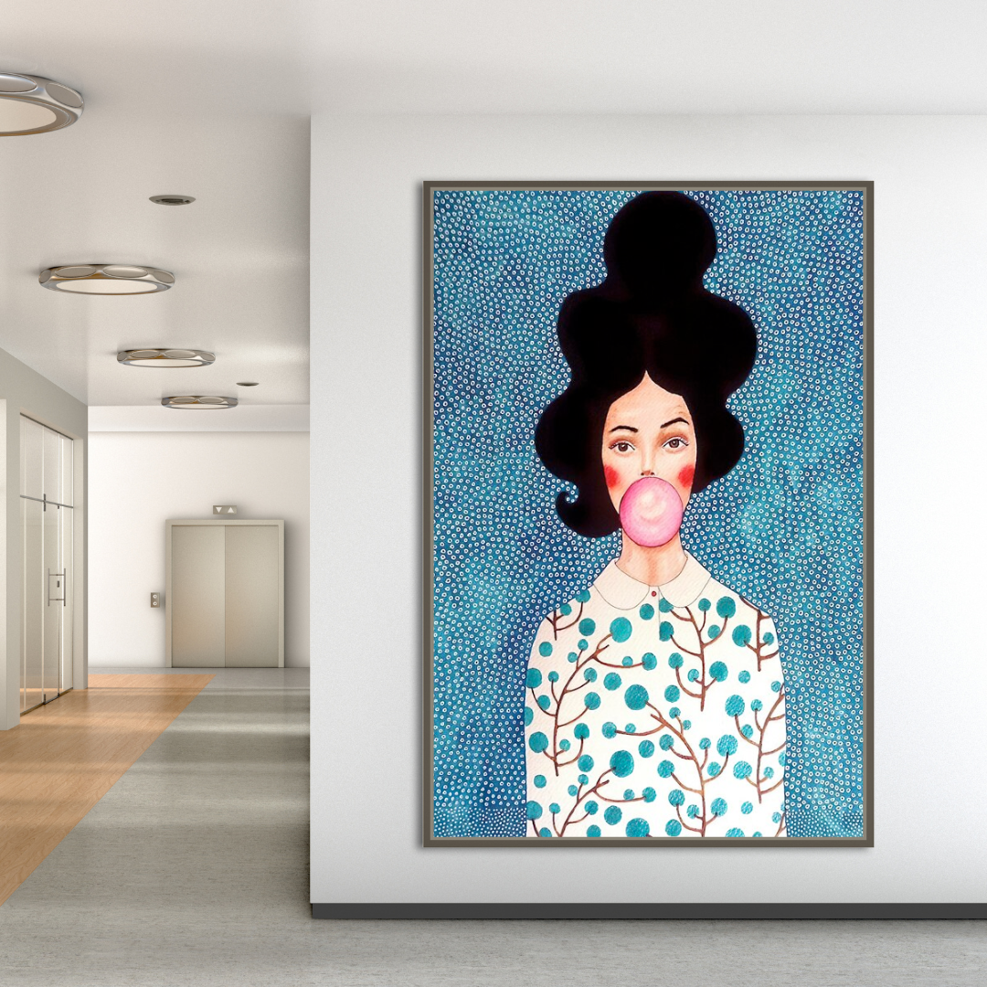 Women Empowerment - Girl Hair Flower Canvas Wall Art-ChandeliersDecor