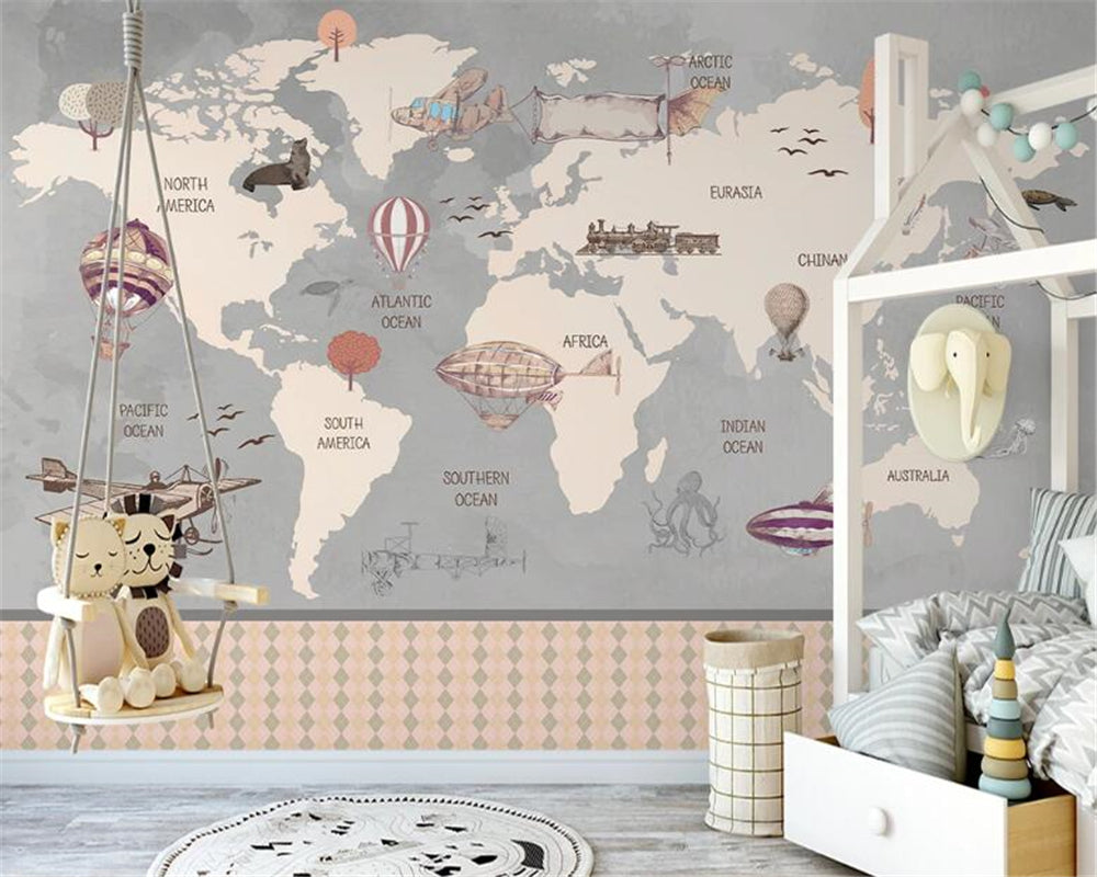 Wonderland Adventure - World Map Murals Wallpaper-ChandeliersDecor