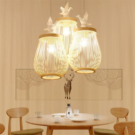 Wooden Bird Cage LED Pendant Light - Bird Pendant Light