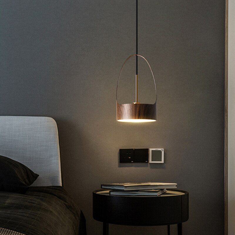 Lampe de chevet suspendue de style bois - Illuminez votre espace