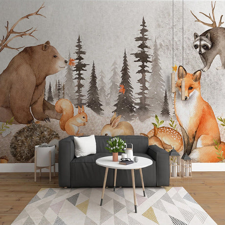 Woodland Forest Nursery Wallpaper - Forest Mural-ChandeliersDecor