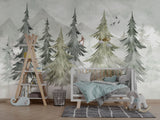 Woodland Trees Wallpaper Mural: Transforming Your Space-ChandeliersDecor