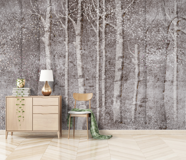 Woods Design - Forest Tree Trunks Wallpaper Mural-ChandeliersDecor