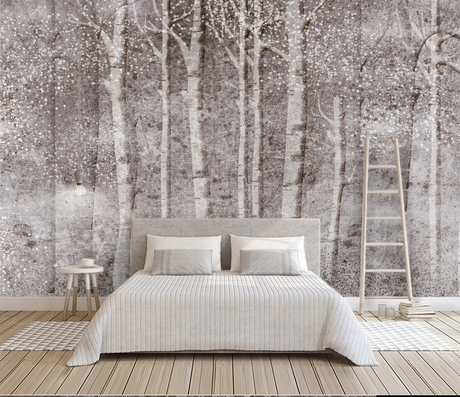 Woods Design - Forest Tree Trunks Wallpaper Mural-ChandeliersDecor