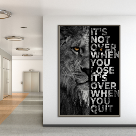 Words Never Quit Poster: Lions Canvas Wall Art