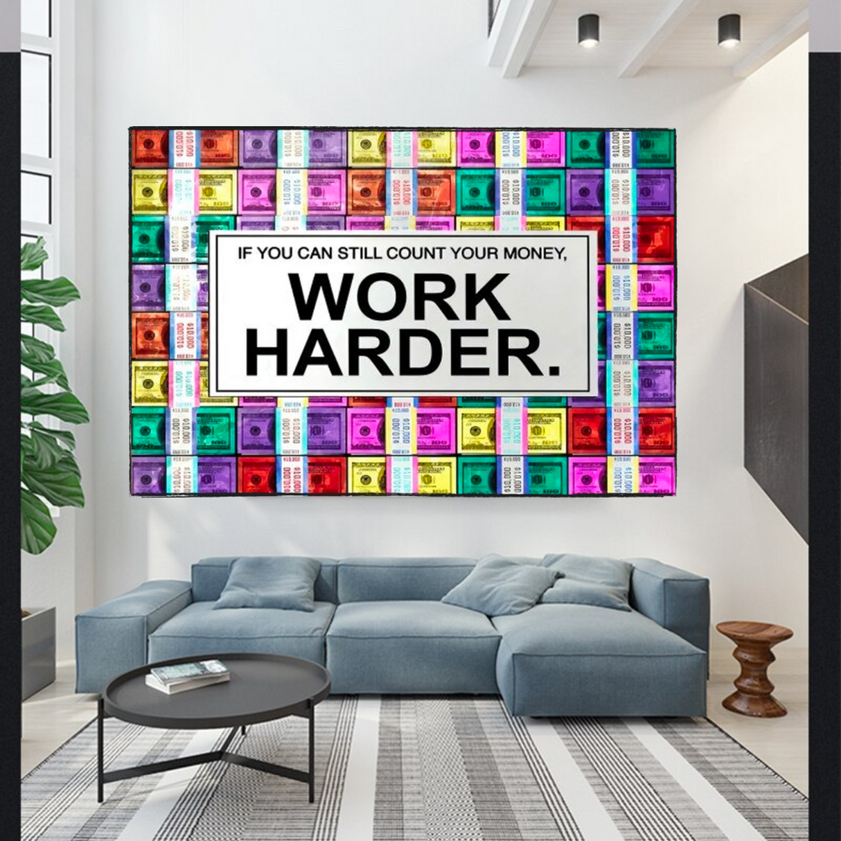 Work Harder Poster: Motivational Canvas Wall Art