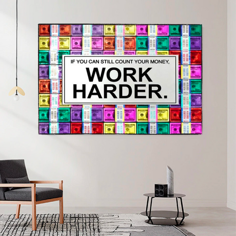 Work Harder Poster: Motivational Canvas Wall Art-ChandeliersDecor