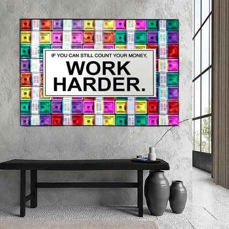 Work Harder Poster: Motivational Canvas Wall Art-ChandeliersDecor