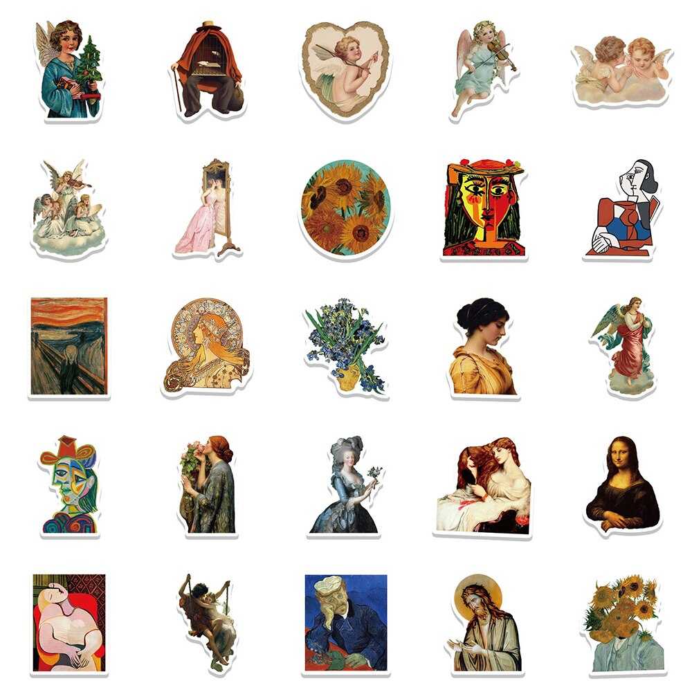 World Artist Famous Paintings Stickers Pack: Bundle Stickers-ChandeliersDecor