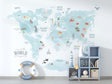 World Map Blue Theme - Kids Room Wallpaper Mural-ChandeliersDecor.com