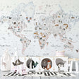 World Map White Theme - Kids Room Wallpaper Mural-ChandeliersDecor.com