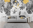 Yellow & Black - Leaves Wallpaper Murals-ChandeliersDecor.com