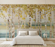 Yellow Tree Trunks Wallpaper Murals-ChandeliersDecor