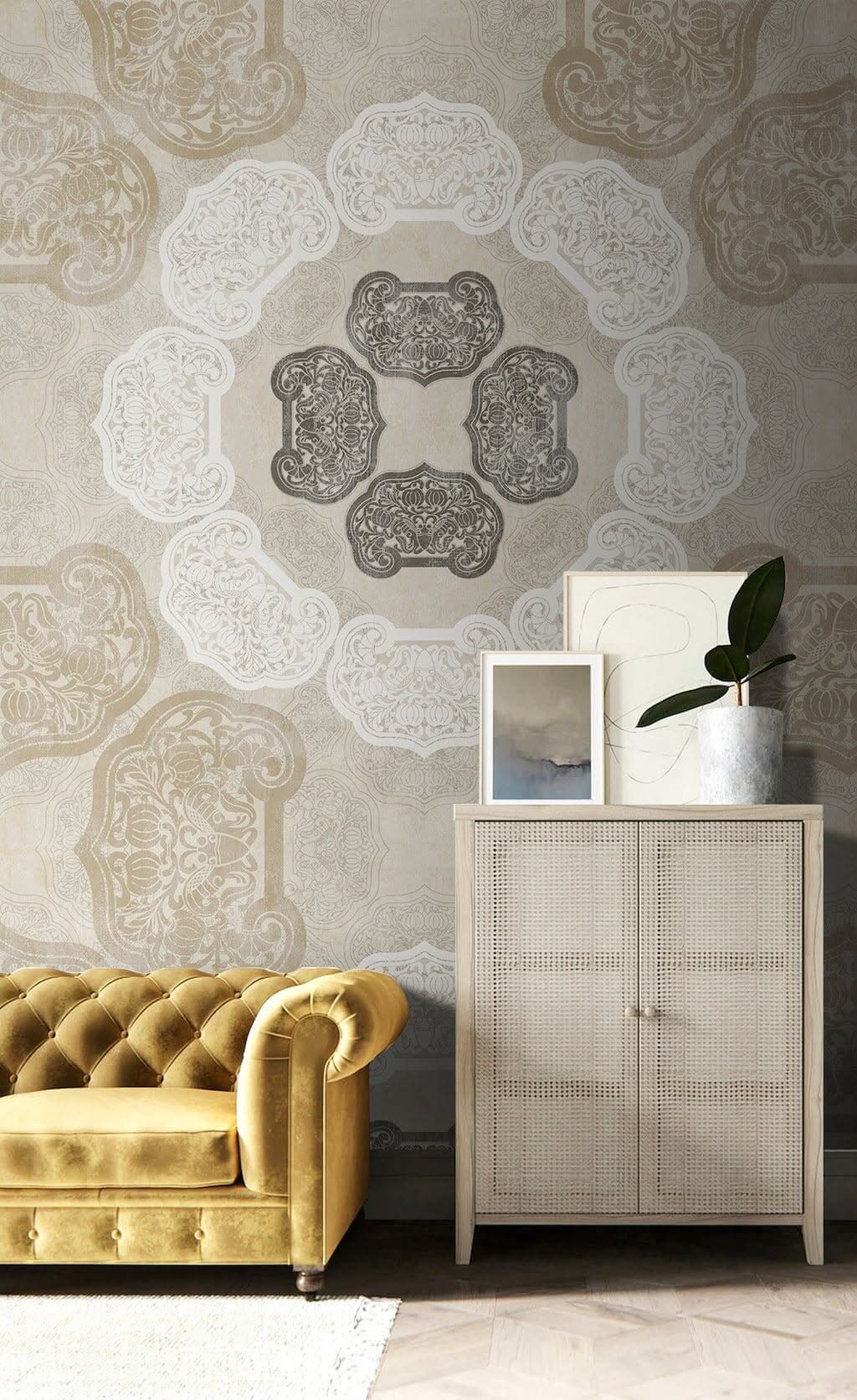 Yoga Theme Geometric Wallpaper Mural-ChandeliersDecor.com