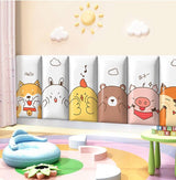 Zoo Animals Parade Kids Wall Padded Safety Cushions-ChandeliersDecor