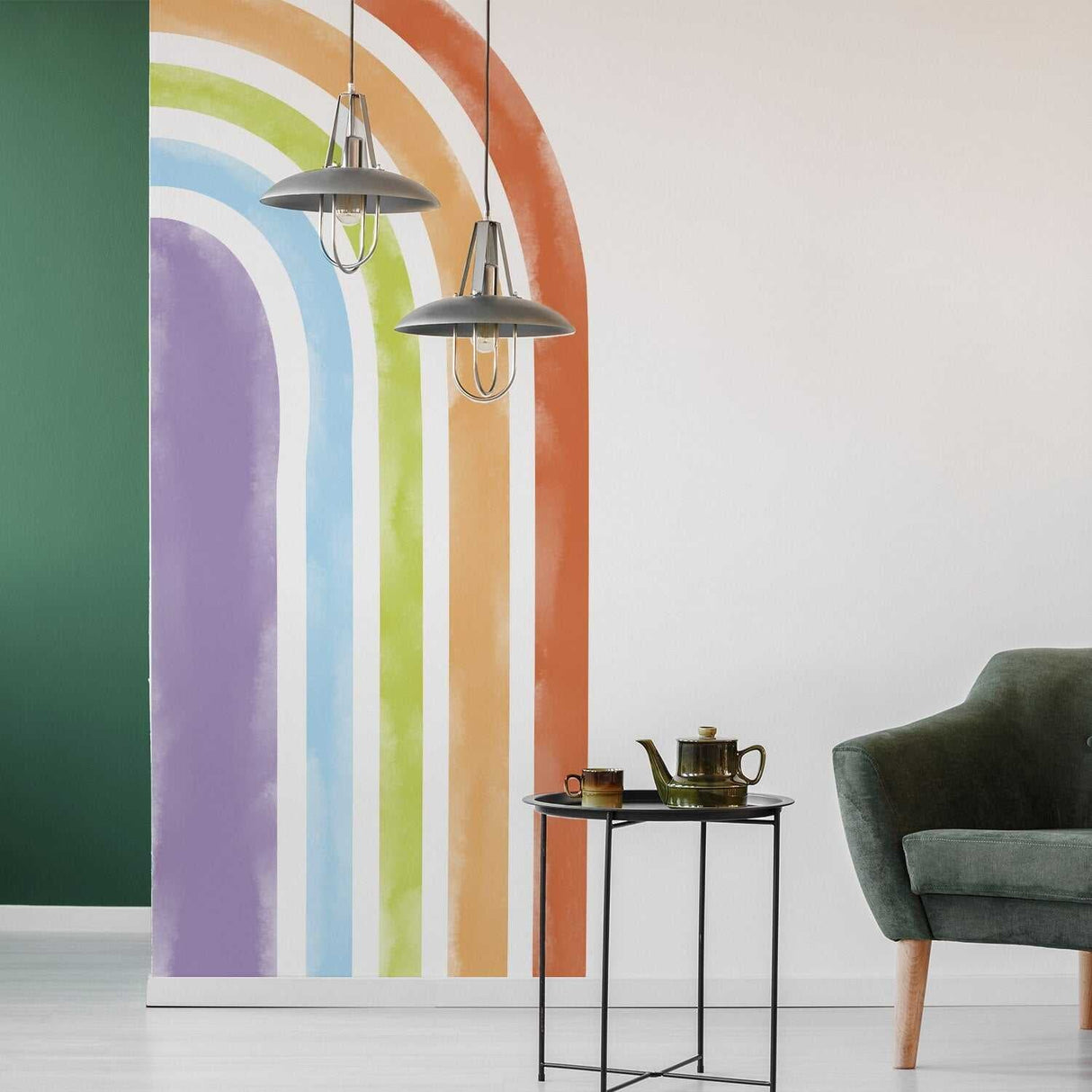 ChandeliersDecor.com-Home Decor Decals-Corner Rainbow Wall Decal for Kids Room | Kids Room Wall Decal