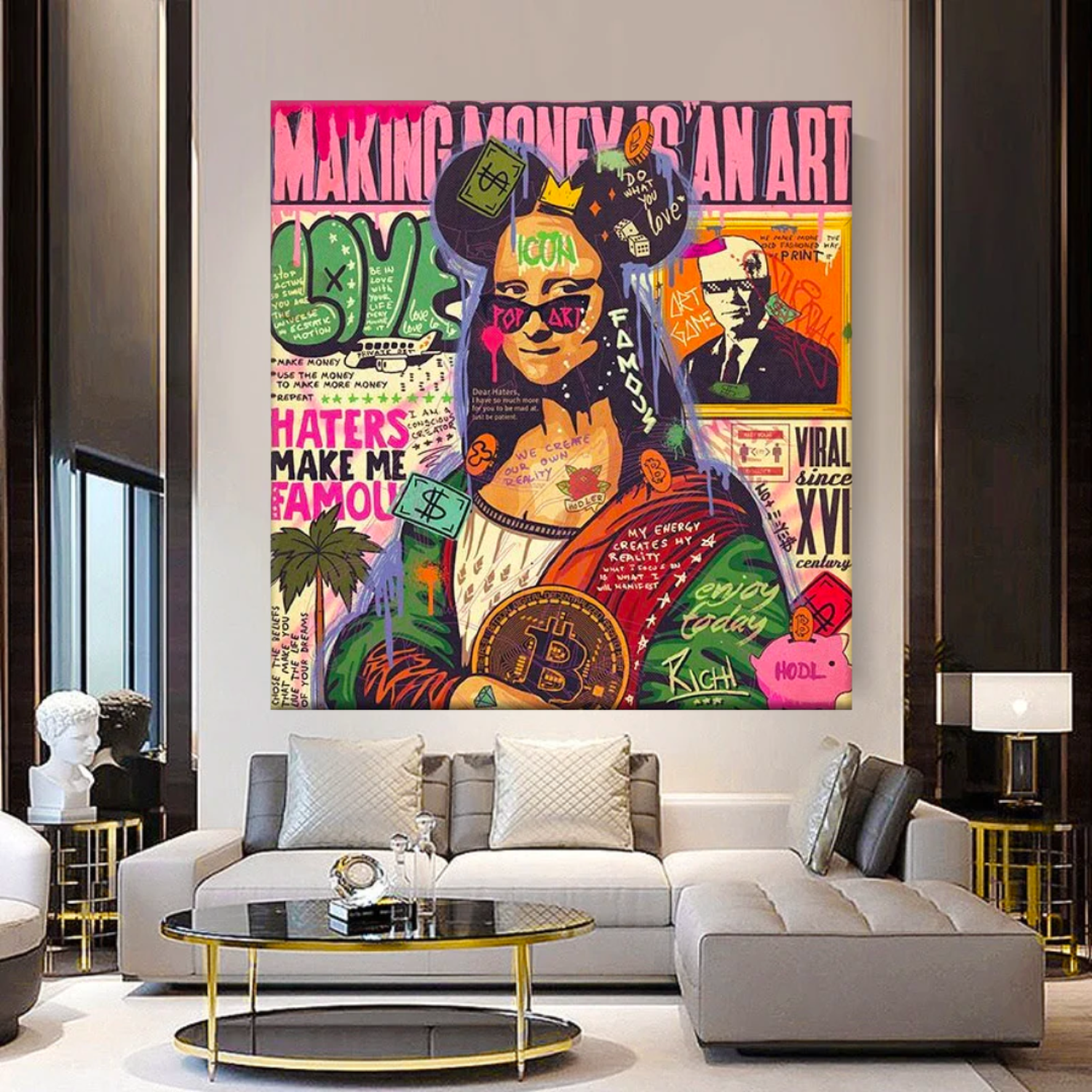 ChandeliersDecor.com-Wall Posters-Graffiti Wall Art Lovers Kiss Canvas Wall Art